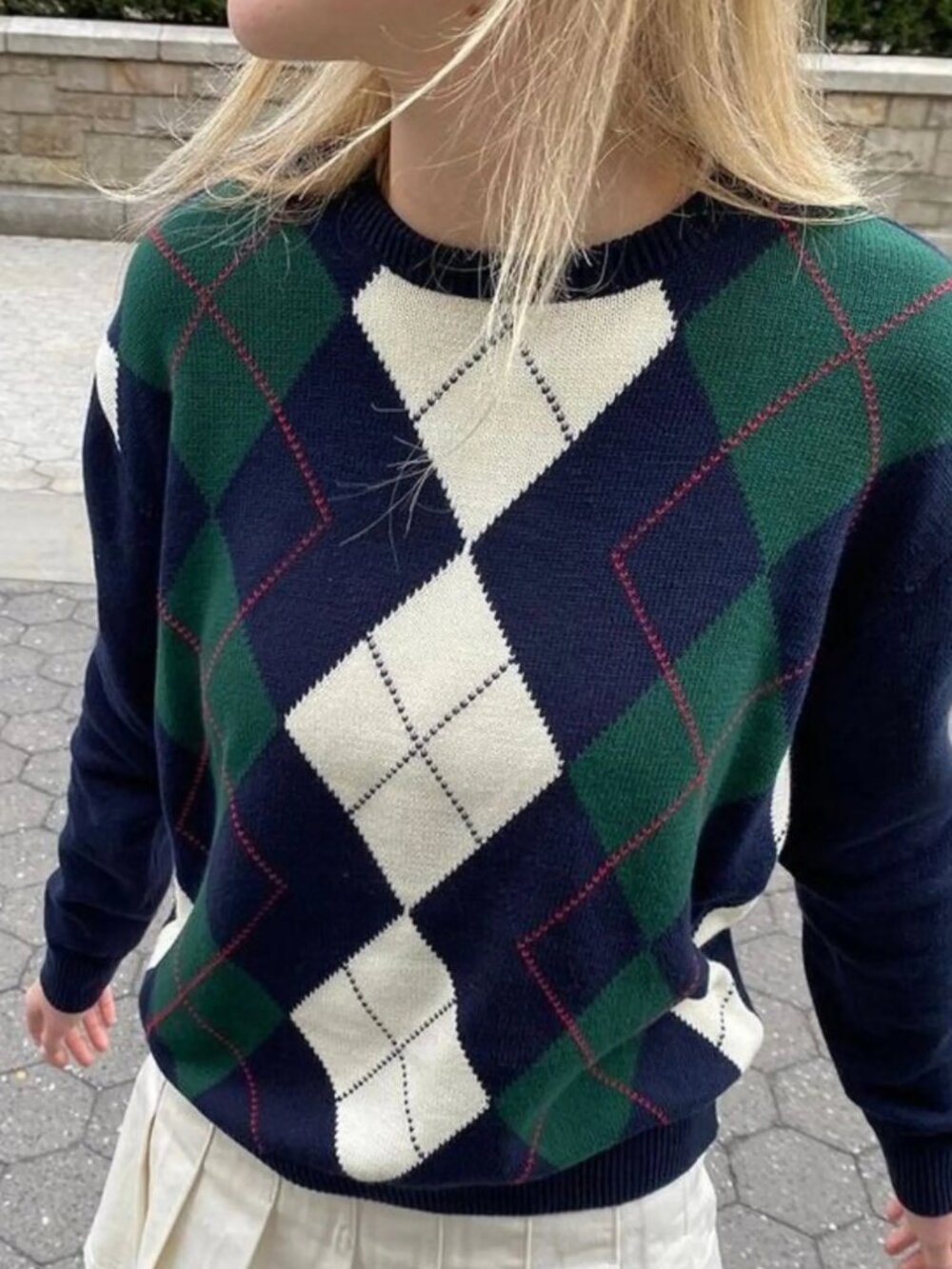 Brandy Melville Bernadette Argyle Sweater